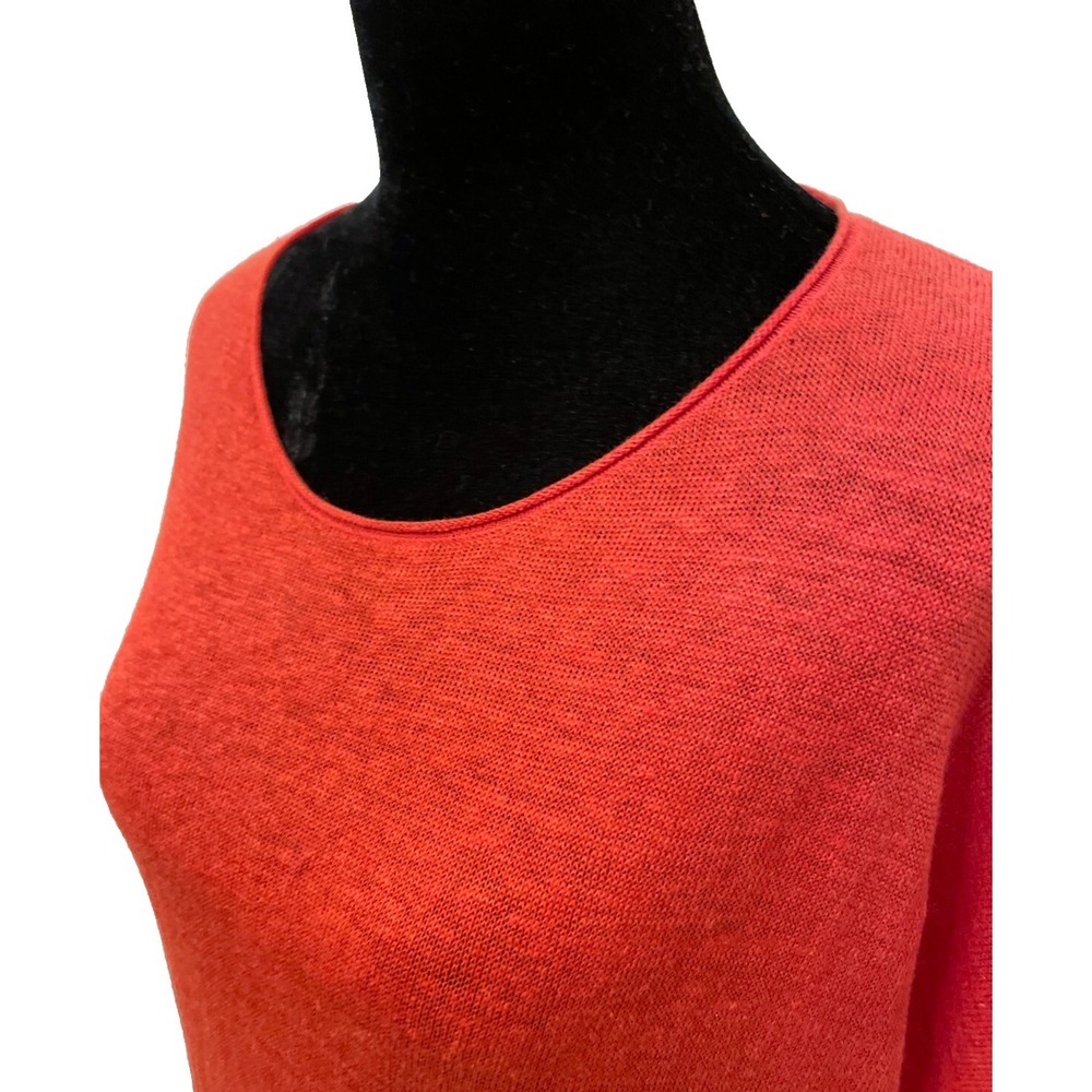 Eileen Fisher Womens Pullover Scoop Neck Tunic Top Size Small Red 100% Linen - Picture 4 of 12